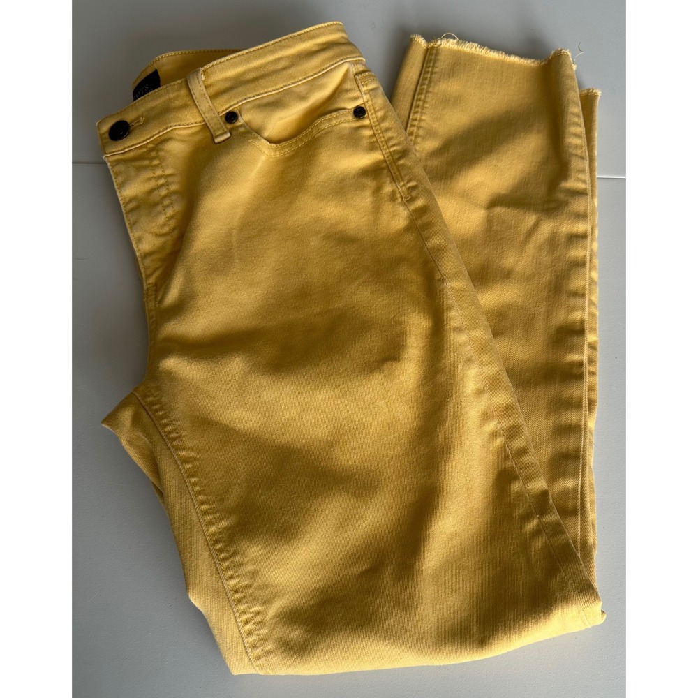 Talbots Slim Ankle Jeans Mustard Yellow Flawless Five-Pocket Raw Hem Size 4